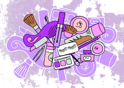 Cosmetics Cosmetology Illustration - Lovely Makeup Tools Collection ...