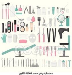Vector Clipart - Flat design elements of cosmetology ...