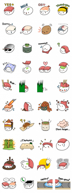 SUSHIYUKI - LINE Creators' Stickers | Kawaii | Pinterest | Kawaii ...