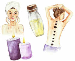 Spa watercolor clip art. Wellness and relax clipart ...