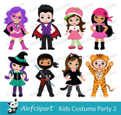 Kids Costume Party digital clipart / Cute Halloween costume ...
