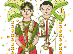 South Indian Wedding Couple portrayed in Traditional Tamil ...