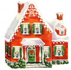 Retro Clip Art - Darling Christmas Cottage - The Graphics Fairy