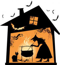 Witch clipart cottage - Pencil and in color witch clipart cottage