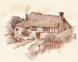 Victorian cottage clip art, country cottage illustration ...