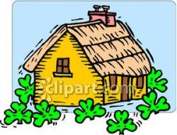 Little Cottage with Clover - Royalty Free Clipart Picture