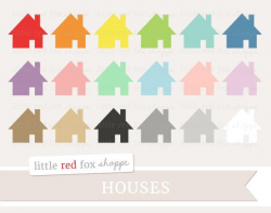 House Clipart, Moving Clip Art Cottage Cabin Building Label Banner Shape  Tag Illustration Cute Digital Graphic Design Small Commercial Use