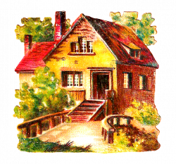 Antique Images: Free House Clip Art: 2 Digital Scraps of Antique Houses