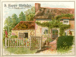 Vintage Birthday Image - Charming Cottage - The Graphics Fairy