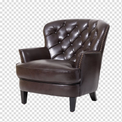 Tufted brown leather padded tub chair, Couch Club chair ...