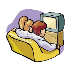 Two friends watching television on the sofa clipart. Royalty-free clipart #  154755