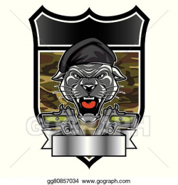 Vector Art - Cougar panther mascot head military. EPS ...