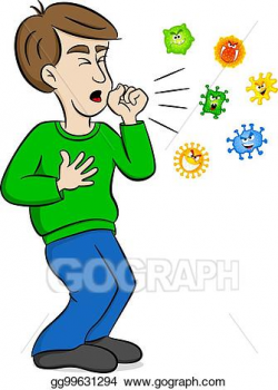 Vector Illustration - Cartoon man coughing and surrounded by ...