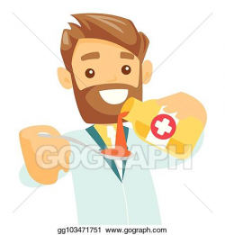 Clip Art Vector - Caucasian pharmacist pouring cough syrup ...