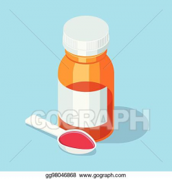 EPS Vector - Cough syrup. medical mixture in spoon and ...