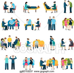 EPS Illustration - Counseling support group flat icons set ...