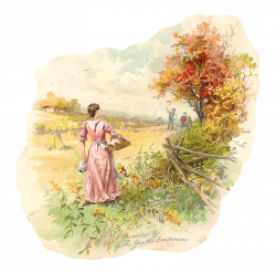 Antique Images: Free Digital Countryside Clip Art of Farmers in Field