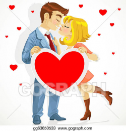 Vector Illustration - Beautiful couple in love kissing. EPS ...