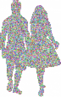 Clipart - Prismatic Couple Holding Hands Silhouette 2