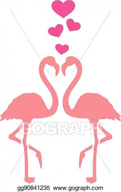 Vector Art - Flamingo couple with hearts. EPS clipart ...