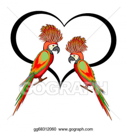 Vector Illustration - A couple of macaw parrots with a heart ...