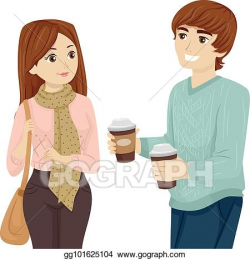 EPS Vector - Teen couple students coffee. Stock Clipart ...