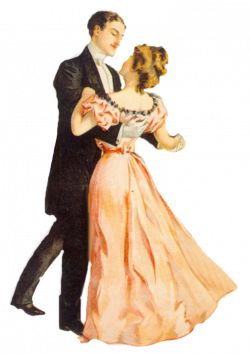 Cam Matthews and Miss Hollens.........Victorian dancing couple scrap ...