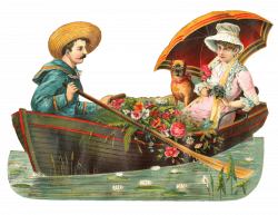 Couple On A Boat With Dog Victorian Vintage transparent PNG - StickPNG