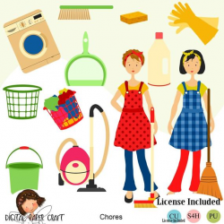 Housework Clipart, Cleaning Clipart, Home Clipart, Maid Clipart, Instant  Download, clean clip art