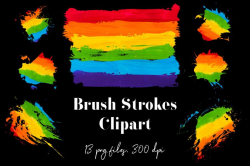 Rainbow Brush Strokes Clipart, Hand Painted Rainbow Strokes, Lgbt Pride  Clipart, Pride Month, Lgbtq Clipart, Coupon Code: BUY7FOR10