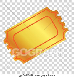 Vector Clipart - Golden ticket or coupon at transparent ...