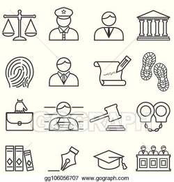 Vector Art - Justice, law, lawyer and court icon set ...