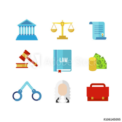 Tribunal law icon set. Tribunal vector illustration. Judge ...