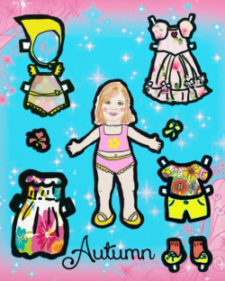 Autumn-Paper doll, DIGITAL DOWNLOAD, girls,toy, fashion, gift, blue, clip  art,scrap booking, pretend play, dramatic play,watercolor, bright,