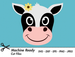Cute Cow SVG Cut Files, PNG cattle clipart, farm animal clip art, vector  cow face, cow head printable, ranch livestock graphic, heifer, bull