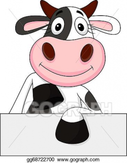 Vector Art - Cow with blank sign. EPS clipart gg68722700 ...