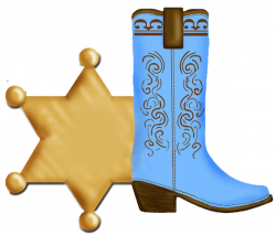 Blue cowboy boot and badge clip art | Clip Art Everyday for Cards ...