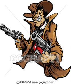 Vector Clipart - Cowboy cartoon mascot aiming guns. Vector ...