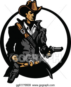 Vector Art - Cowboy mascot silhouette aiming guns. EPS ...