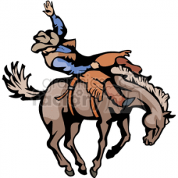 A Cowboy Riding a Bucking Horse clipart. Royalty-free clipart # 374143