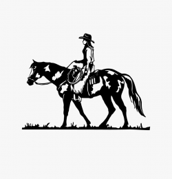 Cowboy And Horse Borders - Person Riding A Horse Drawing ...