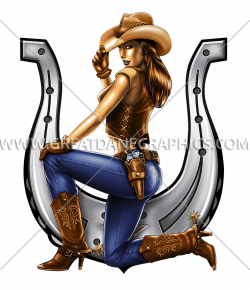 Cowgirl Horseshoe | Production Ready Artwork for T-Shirt Printing
