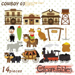 WESTERN clip art, Cowboy clipart, Sheriff art, Locomotive design, Eagle,  Stage coach art - Instant Download / Commercial and personal use
