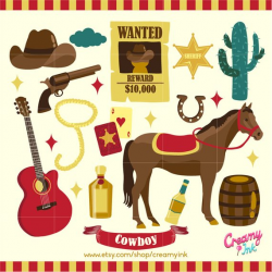 Cowboy Digital Vector Clip art / Cowboys Clipart Design ...