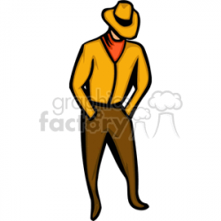 A Cowboy Dressed in Western Wear with his Head Down clipart. Royalty-free  clipart # 155730