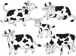 Cows Clipart Digital Vector Farm Animal Calf Barn Yard