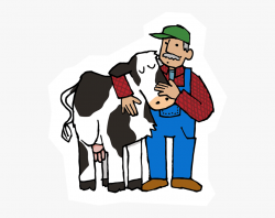 Cow And Farmer 400w - Cow And Farmer Clipart , Transparent ...