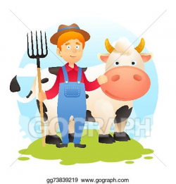 Vector Illustration - Farmer with cow. Stock Clip Art ...
