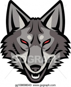 Vector Clipart - Coyote-grey-head-front-mascot. Vector ...