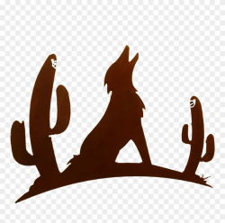 Howling Coyote With Cactus Larger Image Clipart (#2275705 ...